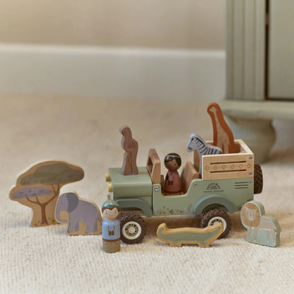 LITTLE DUTCH | WOODEN SAFARI CAR WITH ANIMALS
