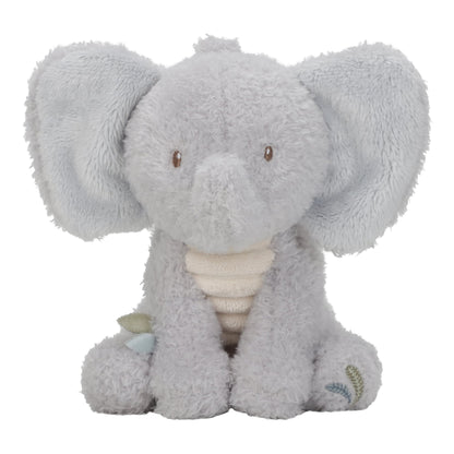 Plush elephant toy on a white background