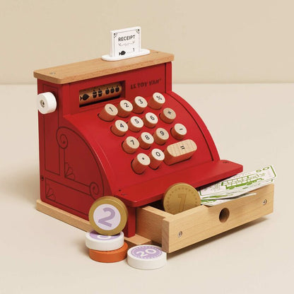 LE TOY VAN WOODEN CASH REGISTER AND MONEY