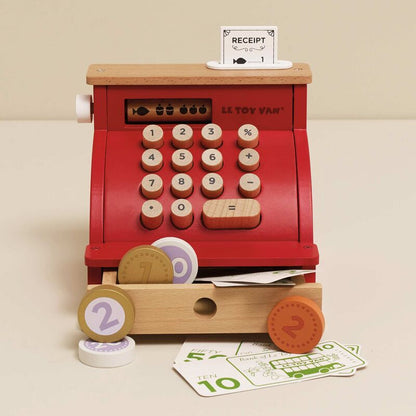 LE TOY VAN WOODEN CASH REGISTER AND MONEY