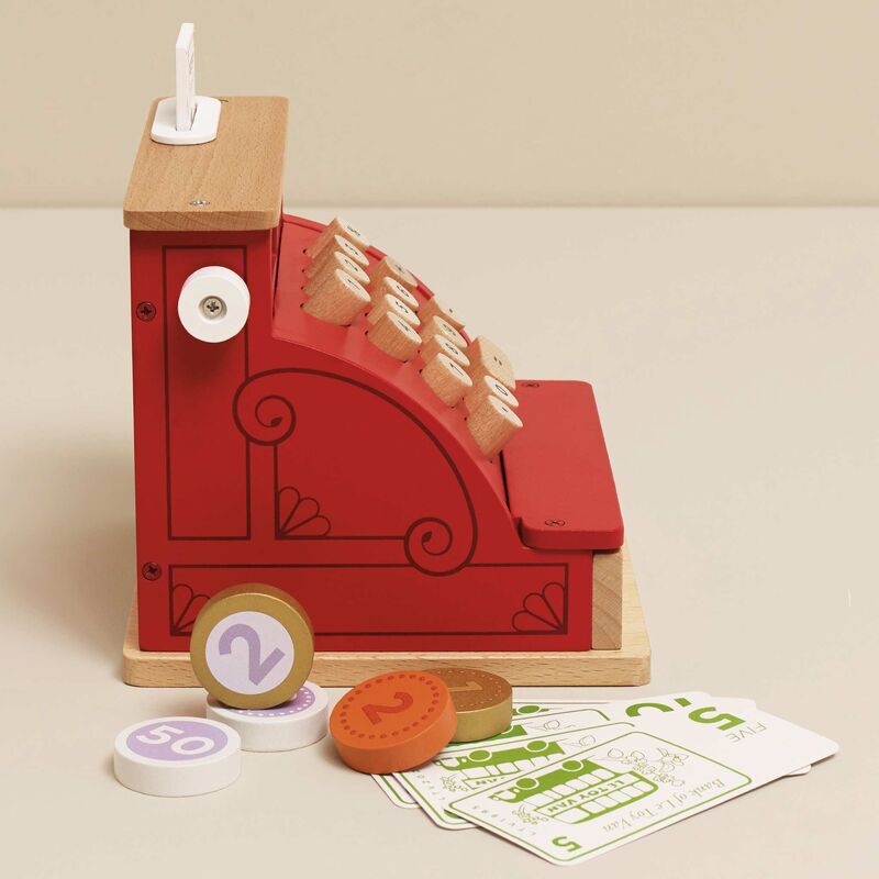 LE TOY VAN WOODEN CASH REGISTER AND MONEY