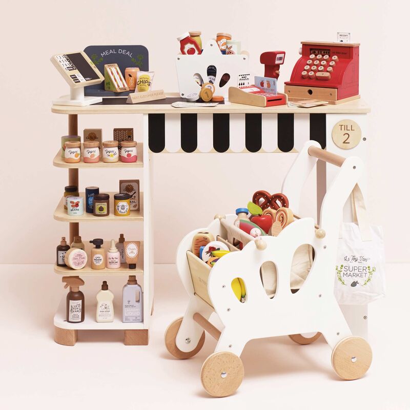 LE TOY VAN WOODEN CASH REGISTER AND MONEY
