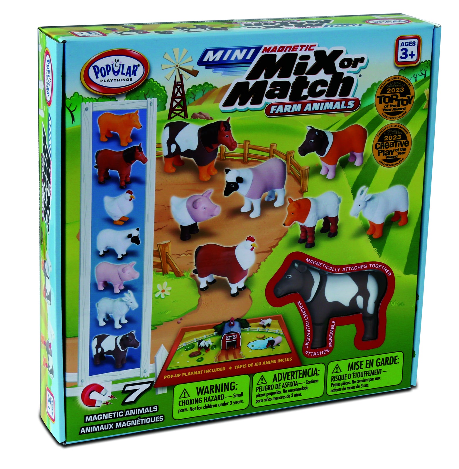 Box of Mini Magnetic Mix or Match Farm Animals toy set with colorful illustrations on a white background