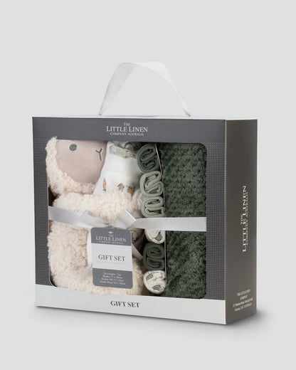 LITTLE LINEN BOXED BABY GIFT SET | FARMYARD LAMB