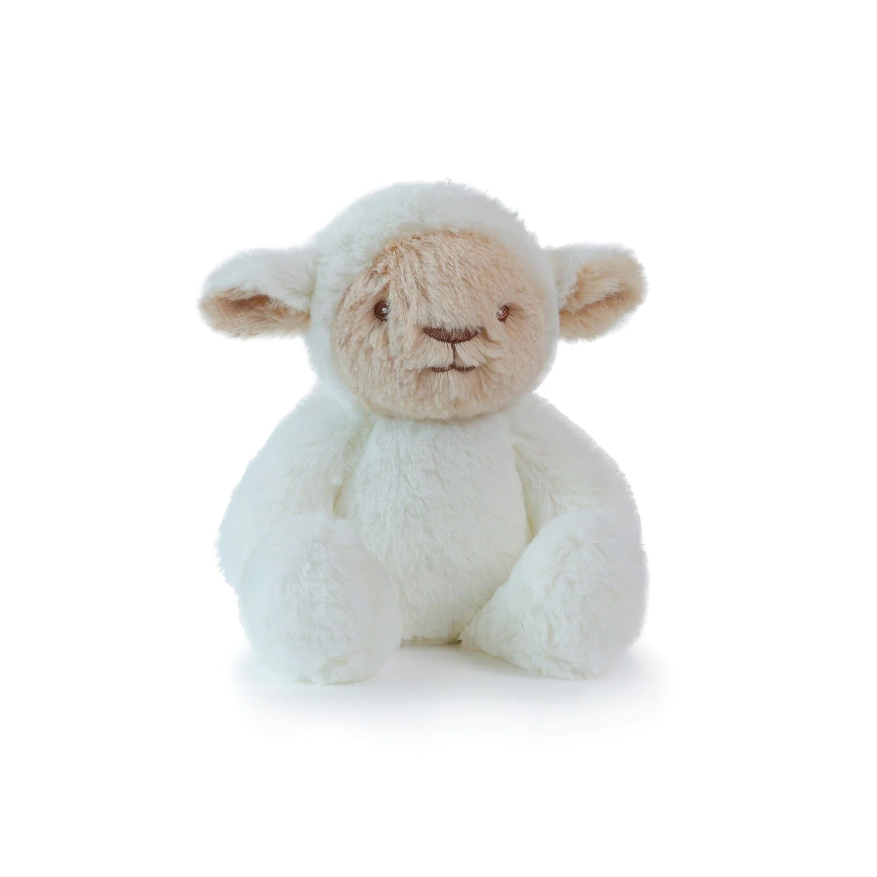 Plush toy lamb on a white background