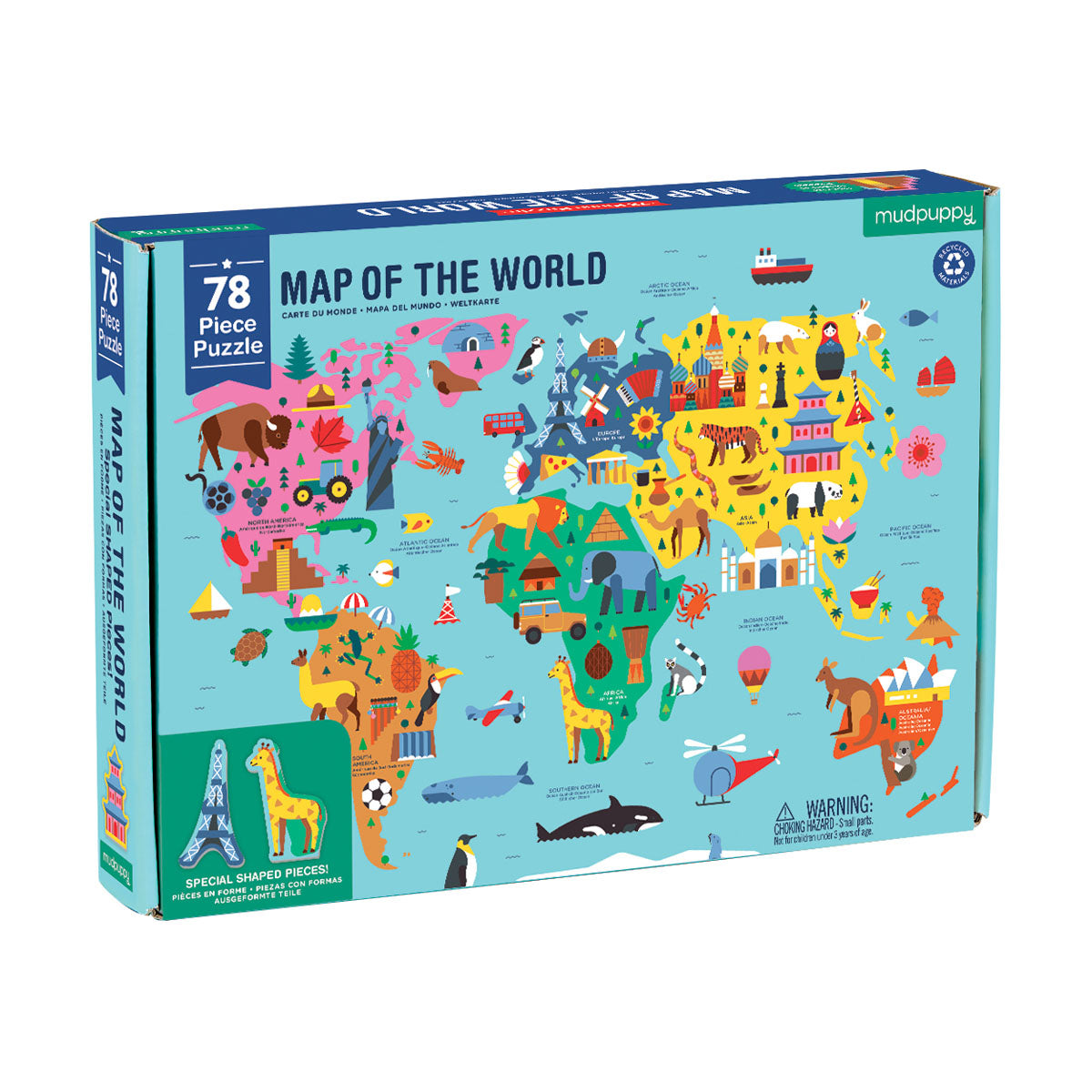 Mudpuppy 78 Piece Geography Puzzle - Map Of The World