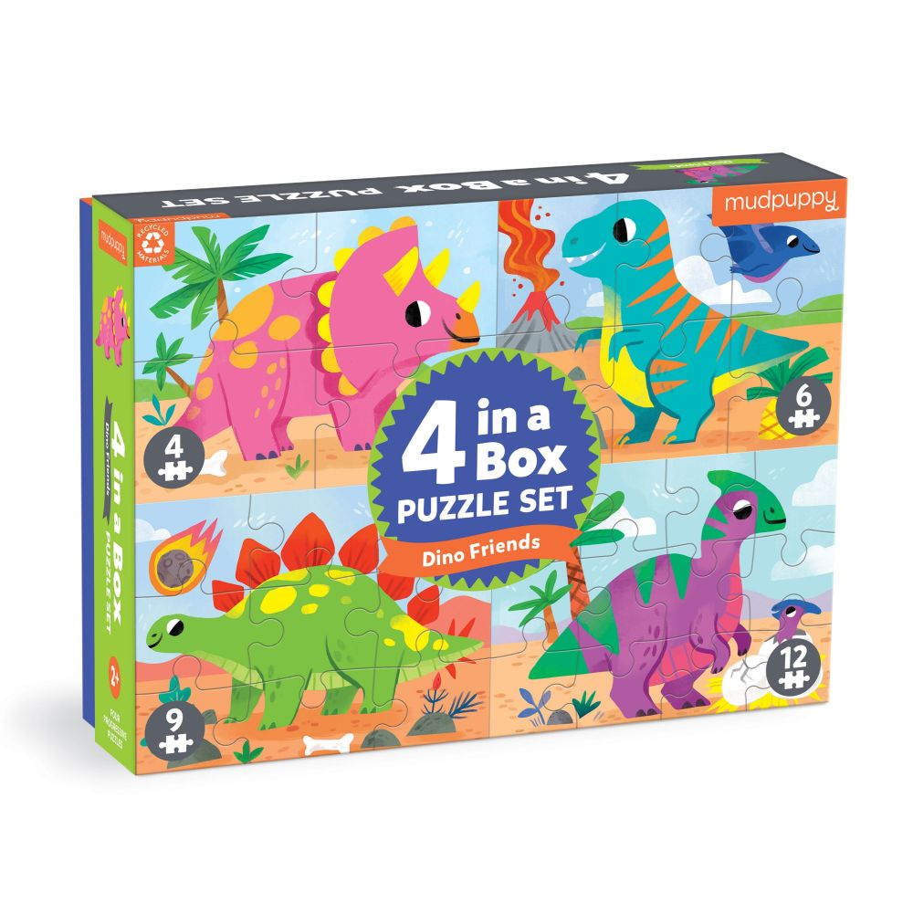 Mudpuppy 4 in a Box Puzzle - Dinosaur