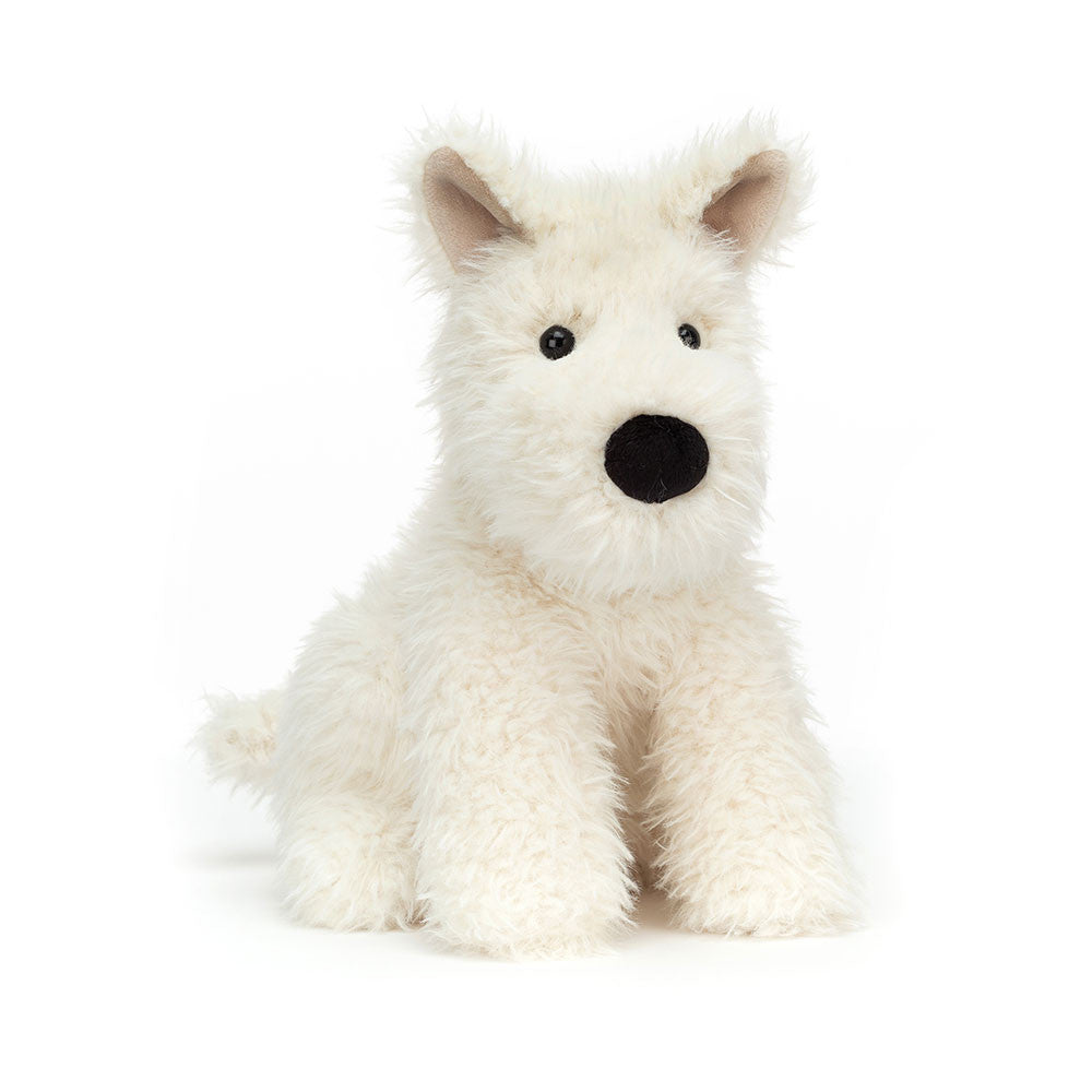 White plush dog toy on a white background