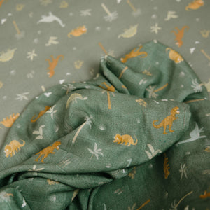 Fox and Fallow Organic Bamboo Cotton Muslin Swaddle - Dinos