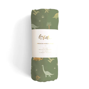 Fox and Fallow Organic Bamboo Cotton Muslin Swaddle - Dinos