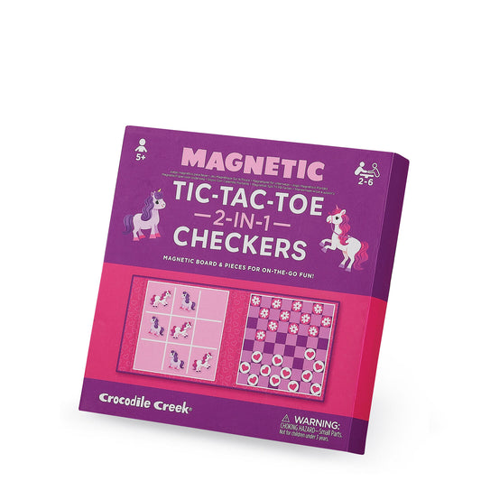 CROCODILE CREEK MAGNETIC GAME | TIC TAC TOE AND CHECKERS | UNICORN - Angus & Dudley Collections