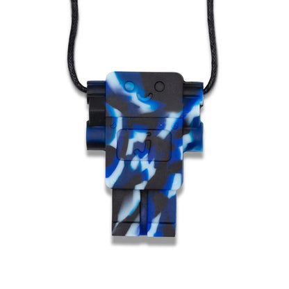 Blue and black camouflage pendant on a white background