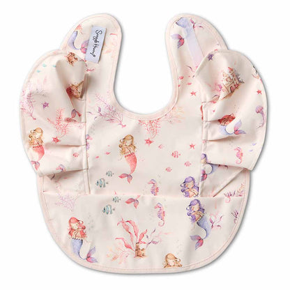 Baby bib with mermaid pattern on a white background