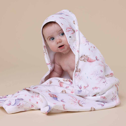Snuggle Hunny Hooded Organic Cotton Towel - Mermaid
