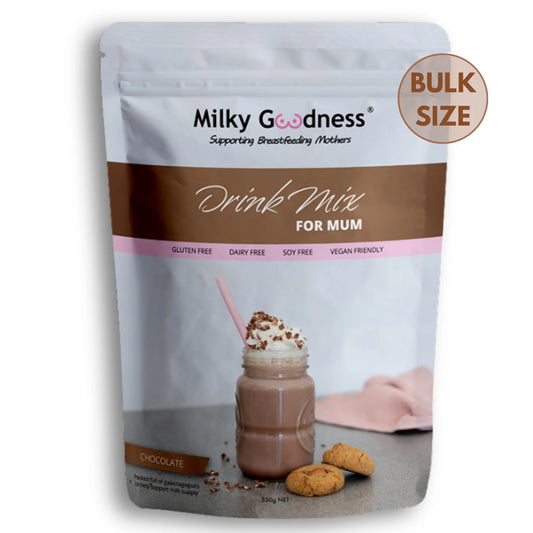 Milky Goodness drink mix package for mum with a bulk size label.