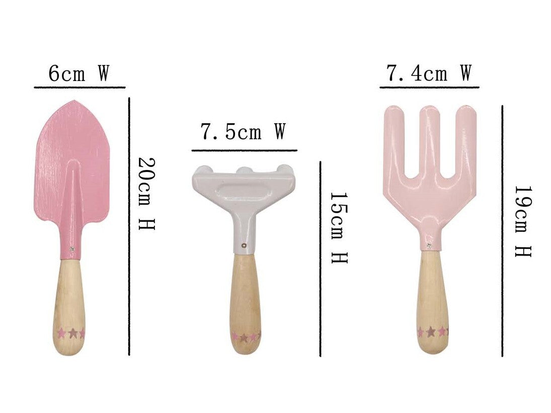 Kids 3 Piece Garden Tool Set - Pink