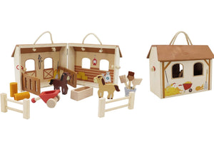 wooden horse stable set - angus and dudley
