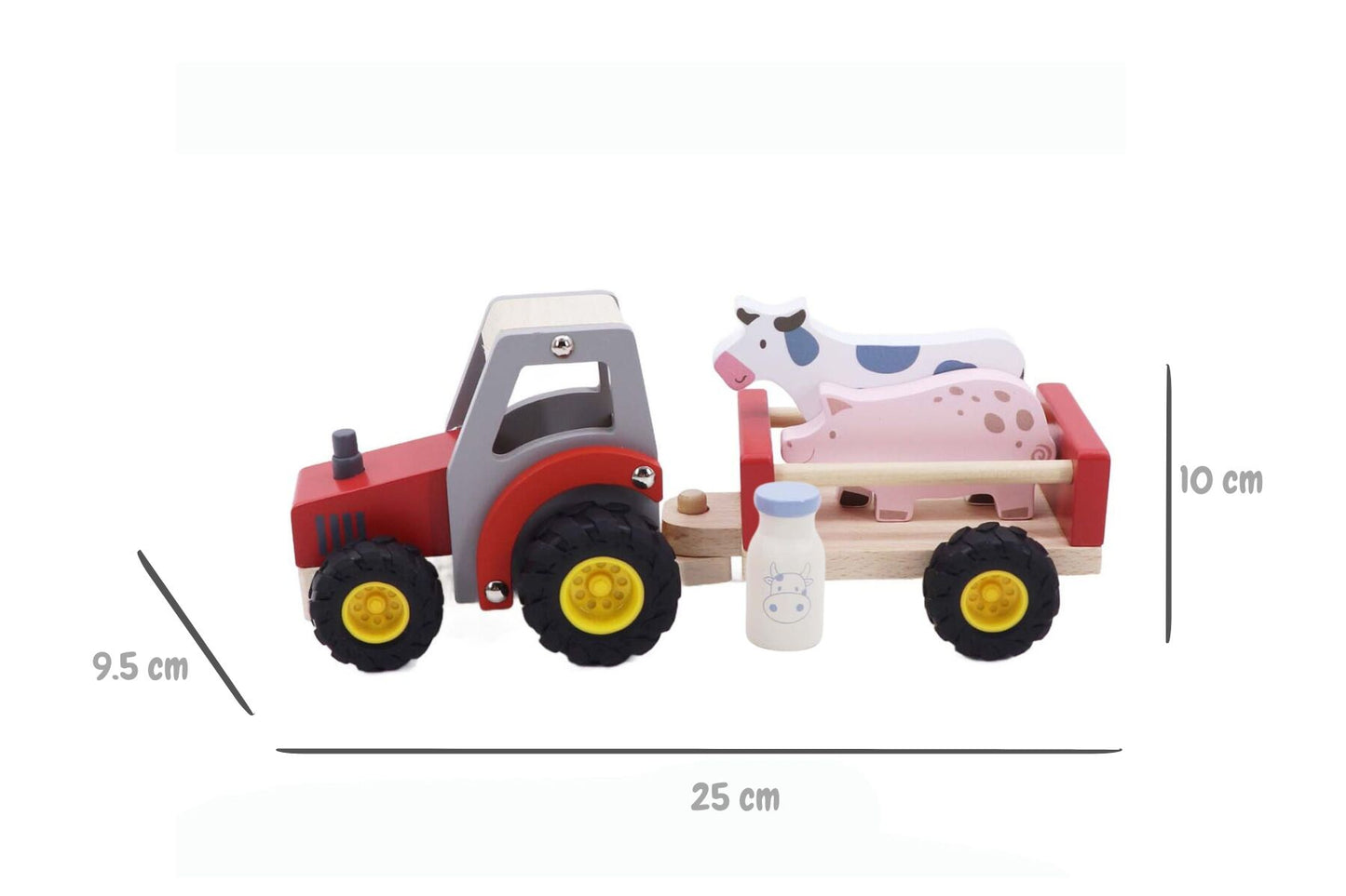 Kaper Kidz Wooden Tractor and Farm Animals | Red