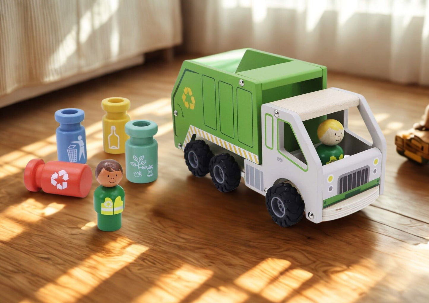 Kaper Kidz Wooden Recycling Garbage Truck Playset