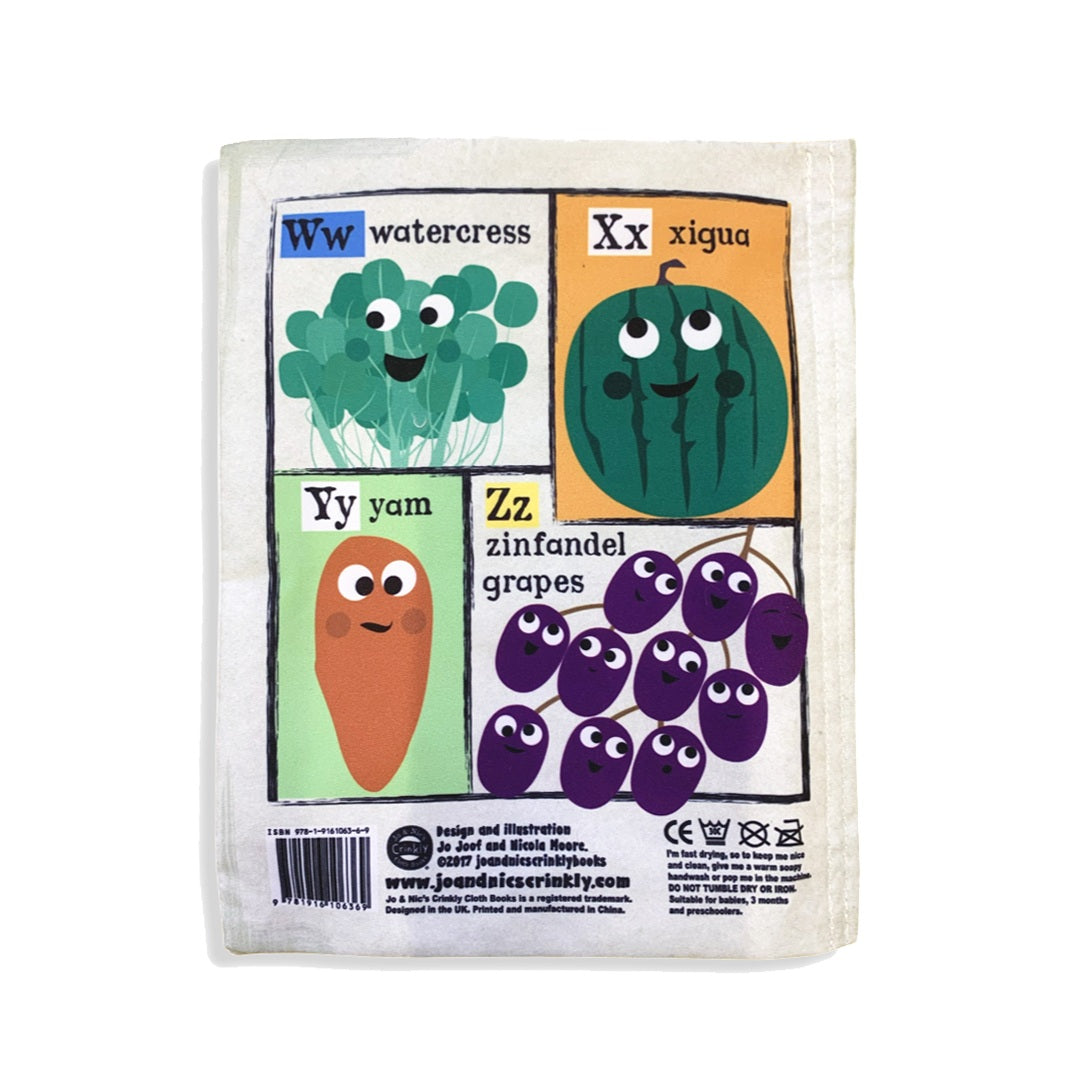 JO & NICS CRINKLY CLOTH BOOKS | FRUIT AND VEG A-Z