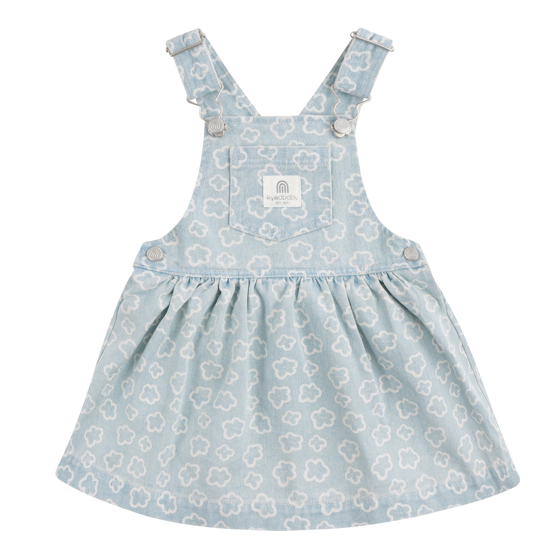 Light blue floral patterned dress with straps on a white background