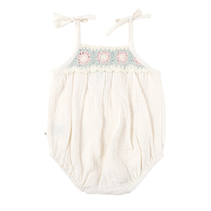 KYNDBABY CROCHET WOVEN ROMPER | COCONUT