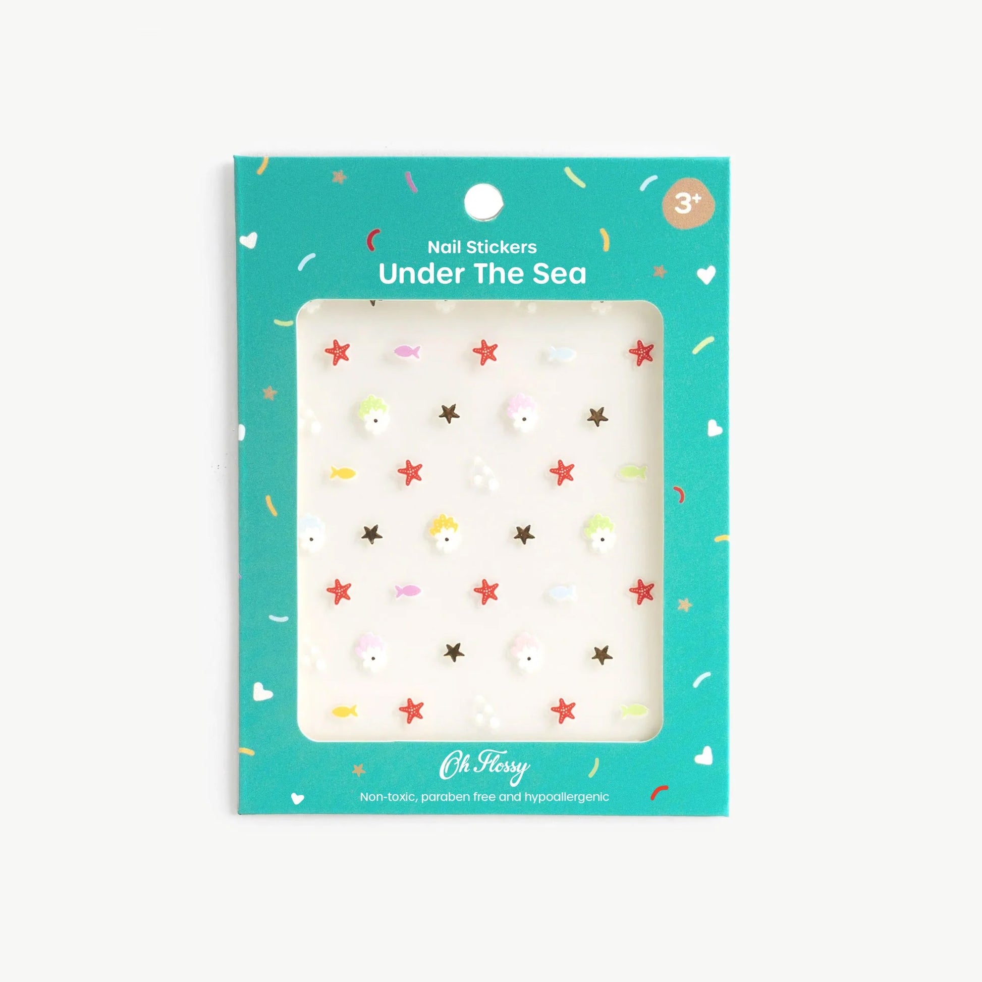 Nail stickers packaging with 'Under The Sea' design on a teal background