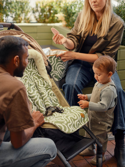 OiOi Reversible Pram Liner - Green Squiggle