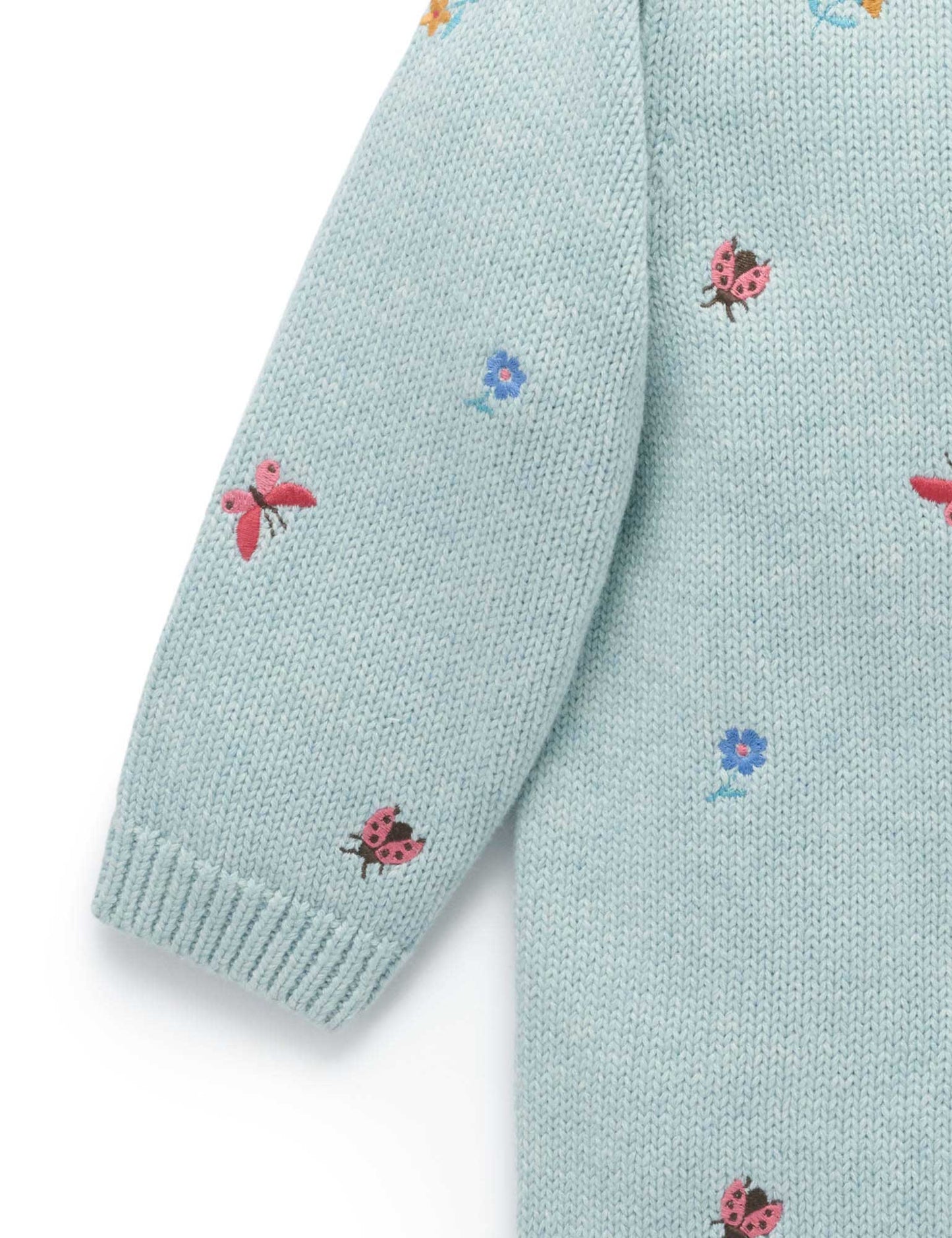 PUREBABY EMBROIDERED KNIT JUMPER | LADYBIRD BRODERIE