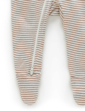 Purebaby Zip Growsuit - Chestnut Stripe