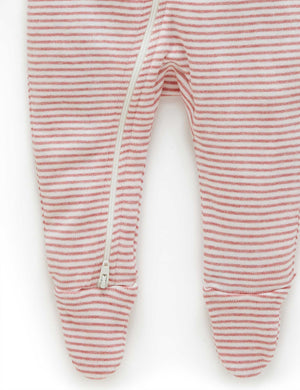 Purebaby Zip Growsuit - Crabapple Stripe