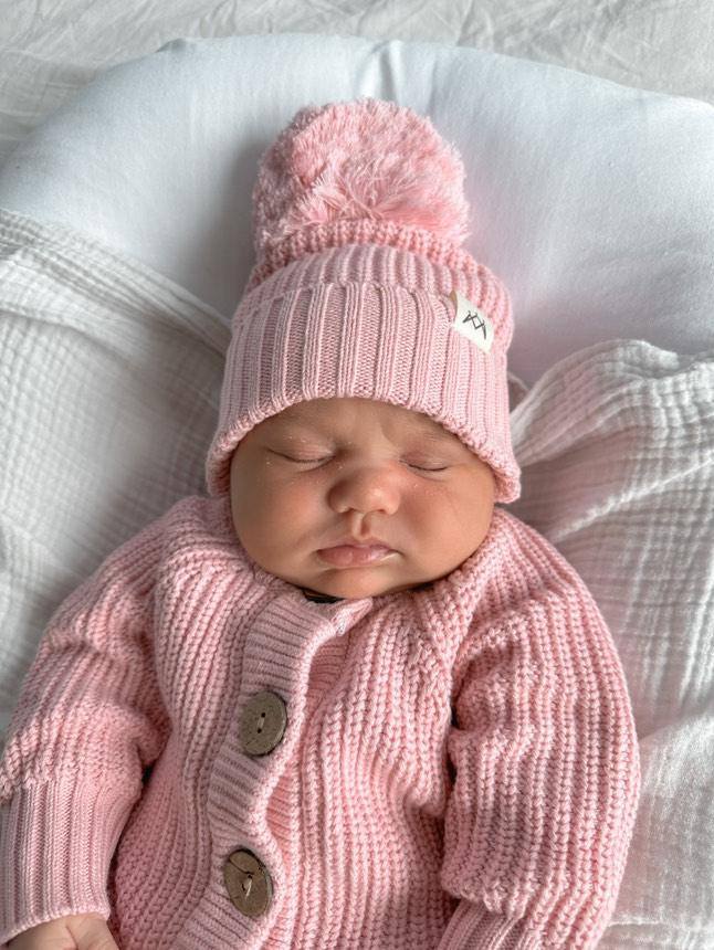 3 Little Crowns Knitted Beanie - Pink