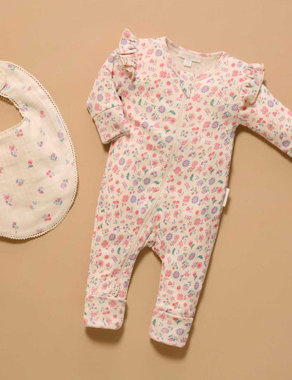 PUREBABY ZIP GROWSUIT | FLORAL