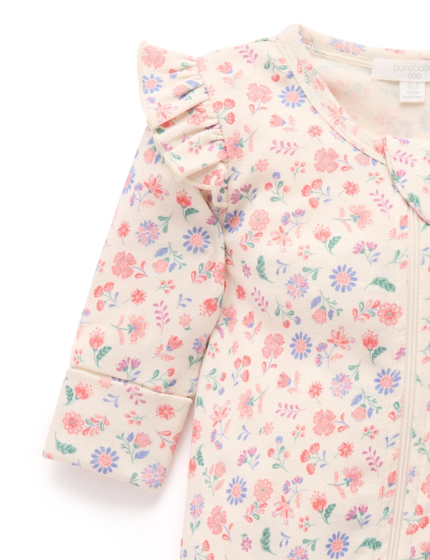PUREBABY ZIP GROWSUIT | FLORAL