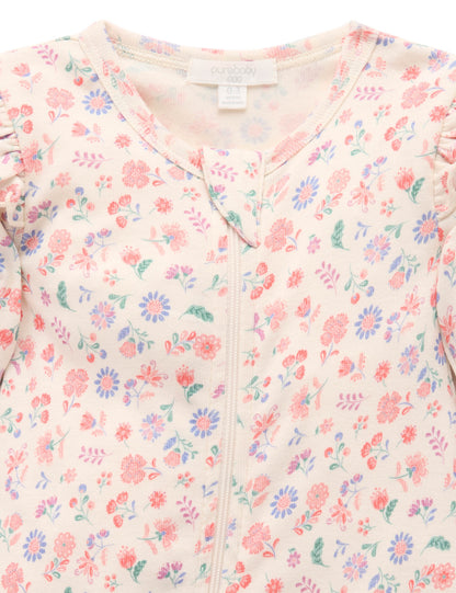 PUREBABY ZIP GROWSUIT | FLORAL