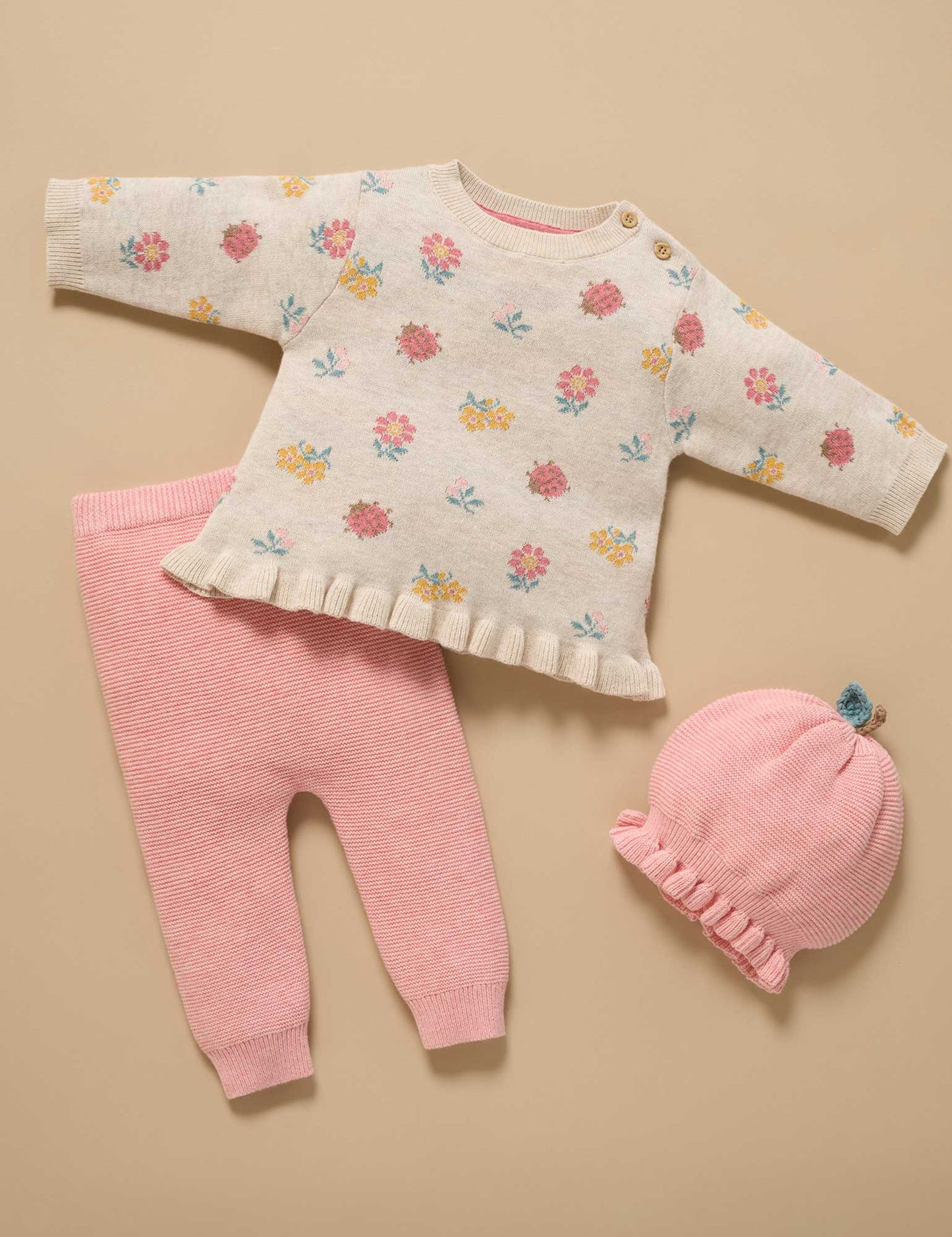PUREBABY KNIT LEGGINGS | BLUSH PINK