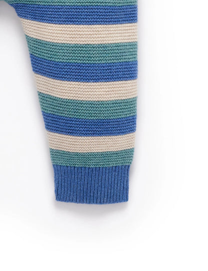 PUREBABY KNIT LEGGINGS | STRIPE BLUE