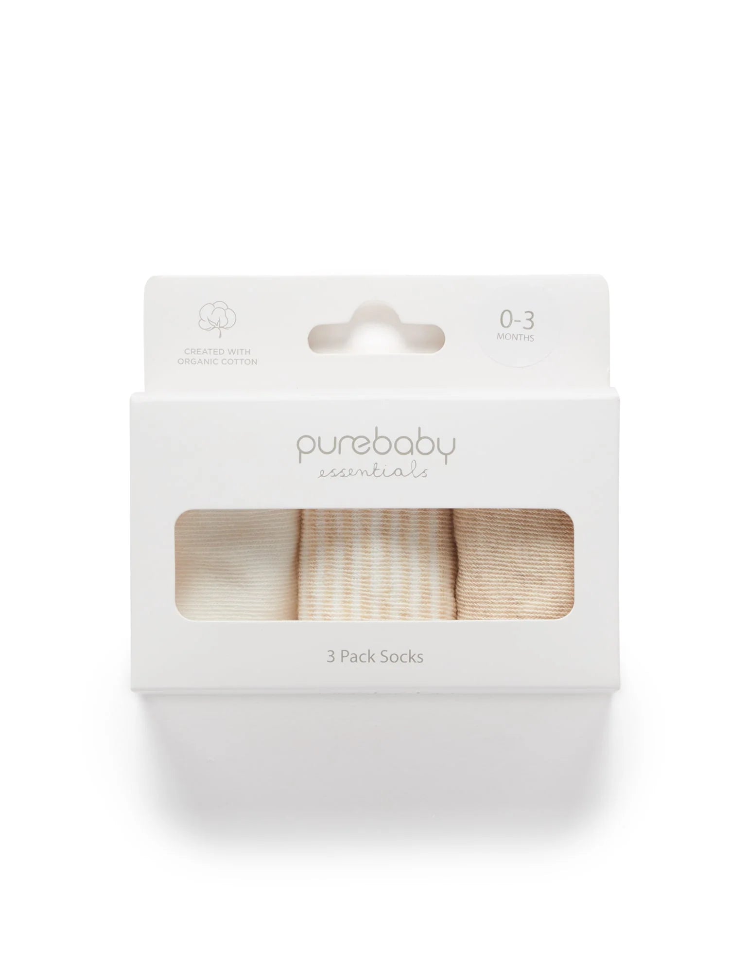 Purebaby 3 pack Socks - Vanilla