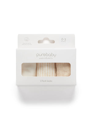 Purebaby 3 pack Socks - Vanilla