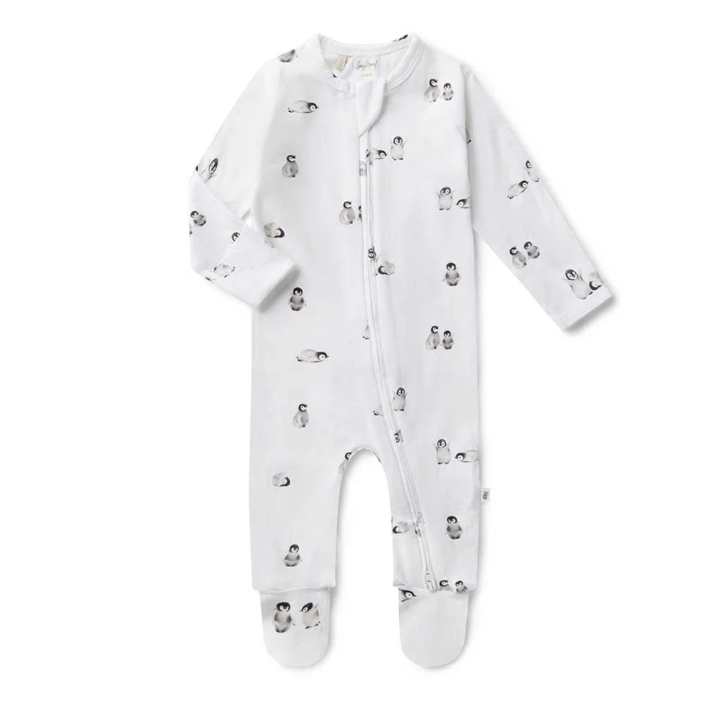 Snuggle Hunny Organic Cotton Growsuit / Sleepsuit Zip Footie - Penguin