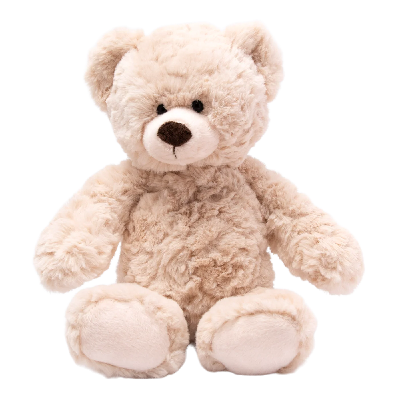 Beige teddy bear on a white background
