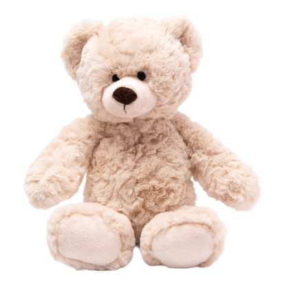 Beige teddy bear on a white background