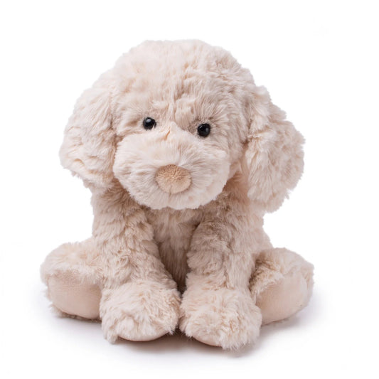 Plush dog toy on a white background