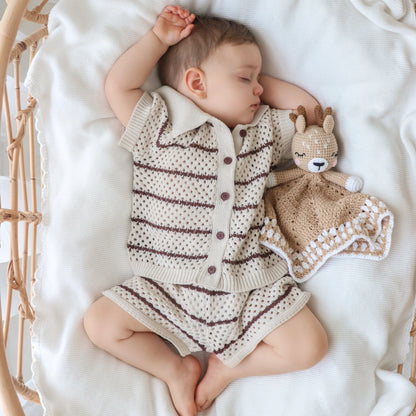 BLOSSOM AND PEAR KNIT BUTTON DOWN SET | ESPRESSO