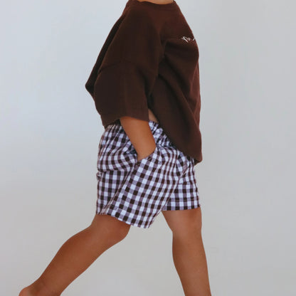 BLOSSOM AND PEAR SHORTS | COCOA GINGHAM