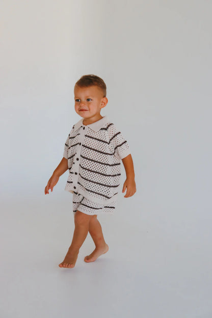 BLOSSOM AND PEAR KNIT BUTTON DOWN SET | ESPRESSO