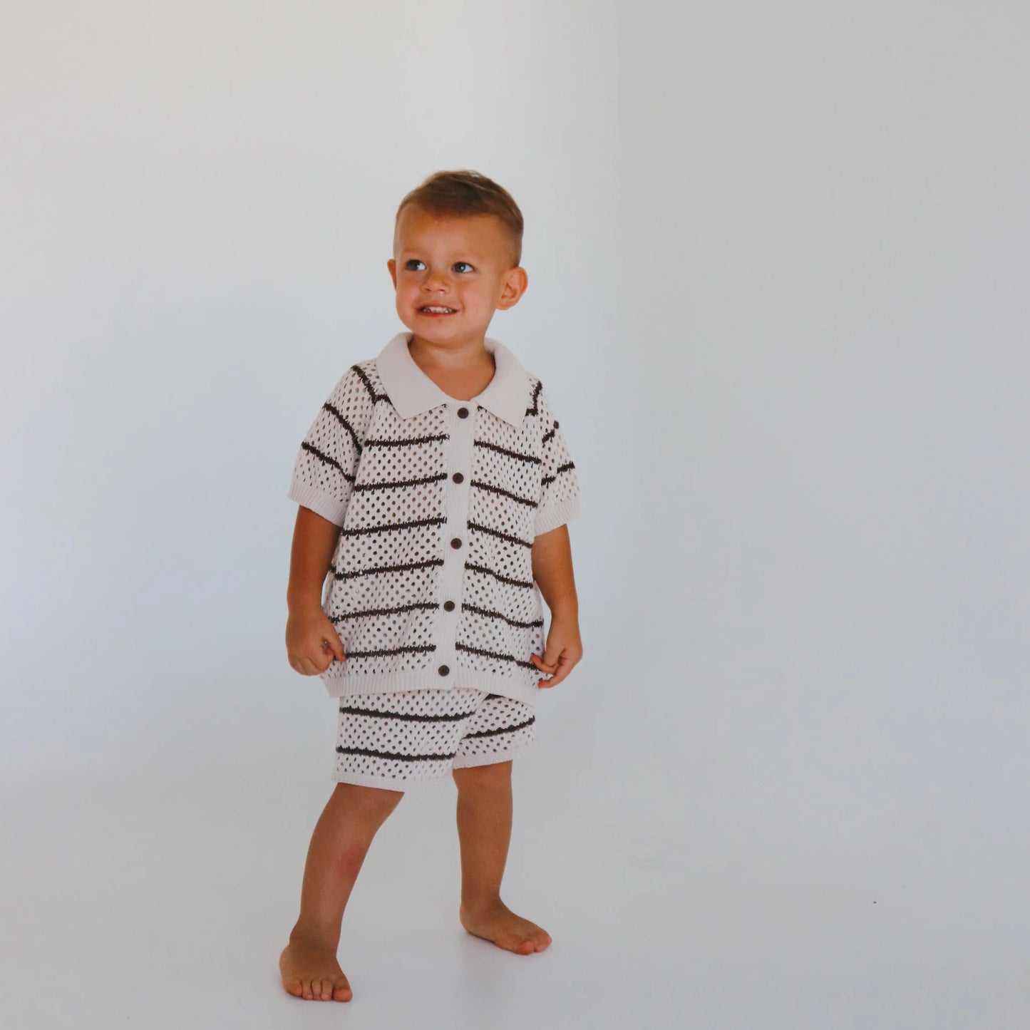 BLOSSOM AND PEAR KNIT BUTTON DOWN SET | ESPRESSO