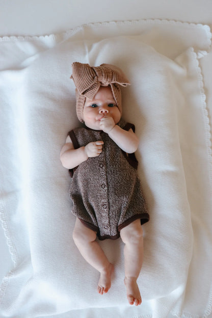BLOSSOM AND PEAR SPRINKLE KNIT ROMPER | ESPRESSO