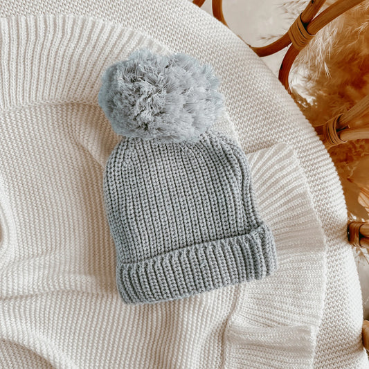 BLOSSOM AND PEAR KNIT BEANIE | POWDER BLUE