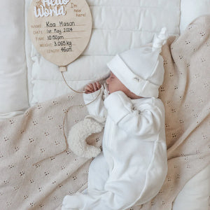 Wooden Balloon Birth Announcement Disc - Hello World